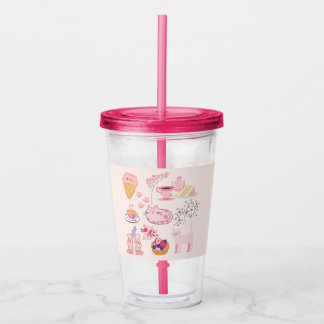  Pink High Tea Cats Acrylic Tumbler