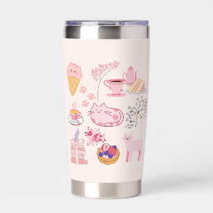 Pink High Tea Cats Insulated Tumbler