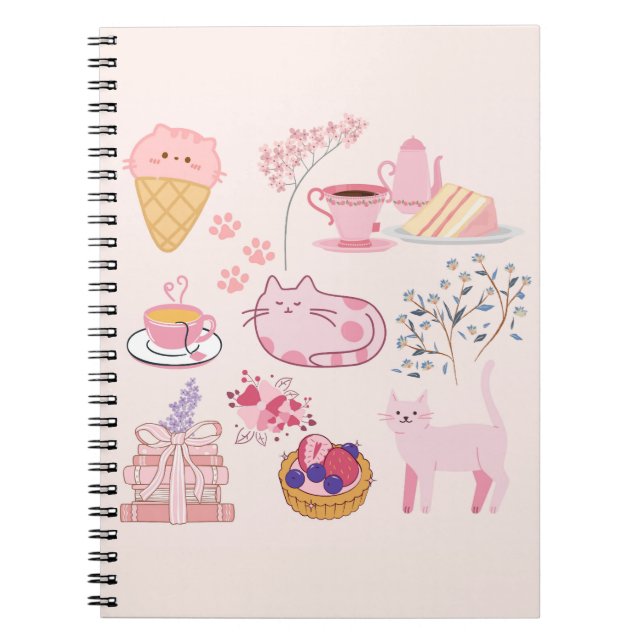 Pink High Tea Cats Notebook (Front)