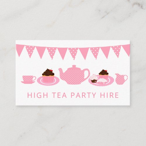 Pink High Tea Party Supply Event Hire Business Card