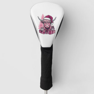 Pink Highland Cow Christmas Gifts Vintage Art_1 Golf Head Cover