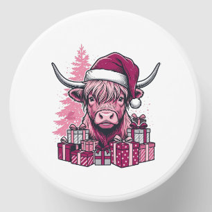 Pink Highland Cow Christmas Gifts Vintage Art_1 Mini Candle Favors