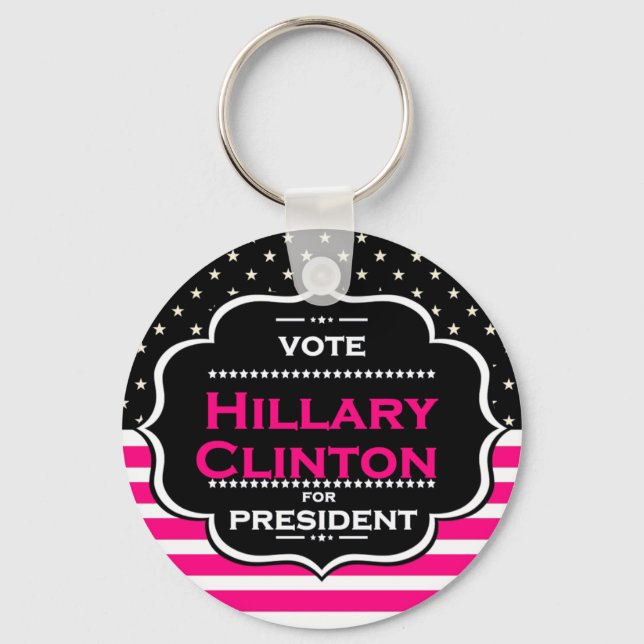 pink hillary clinton keychain (Front)