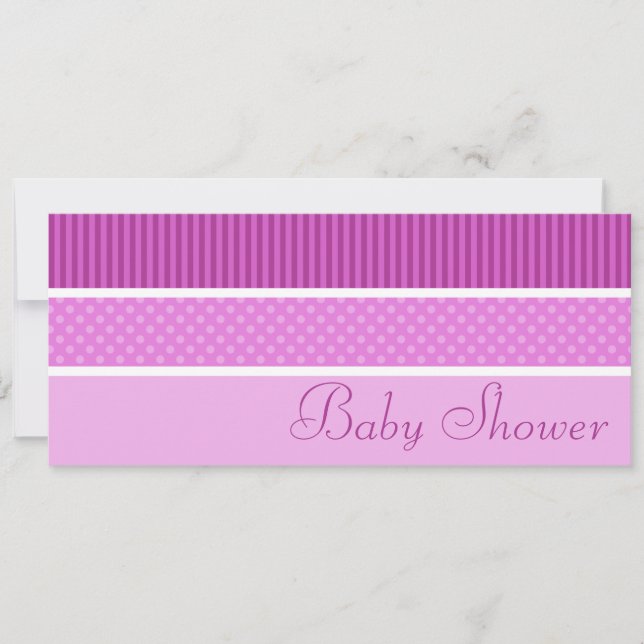 Pink Hip Stripes and Dots Baby Shower Invitations (Front)