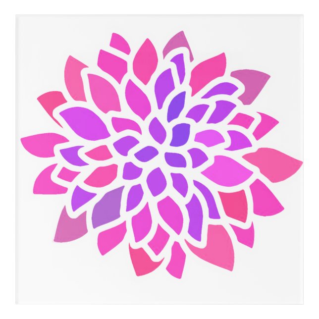 Pink Hippie Flower Retro Modern Acrylic Print (Front)