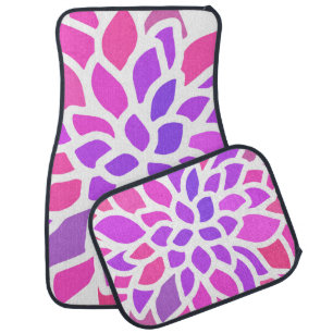 Pink Hippie Flower Retro Modern Car Mat