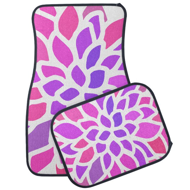 Pink Hippie Flower Retro Modern Car Mat (Set)