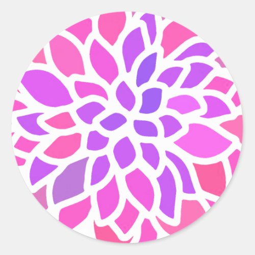 Pink Hippie Flower Retro Modern Classic Round Sticker