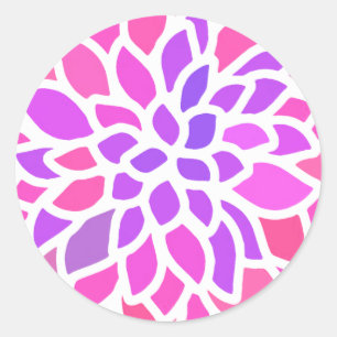 Pink Hippie Flower Retro Modern Classic Round Sticker