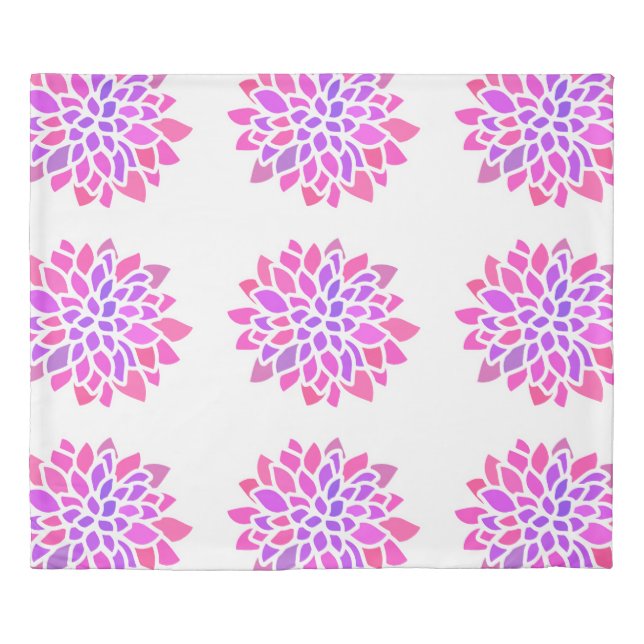 Pink Hippie Flower Retro Modern Duvet Cover (Front)