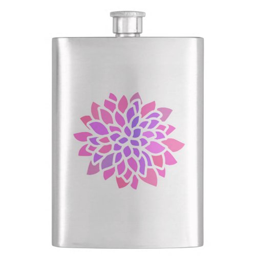Pink Hippie Flower Retro Modern Flask