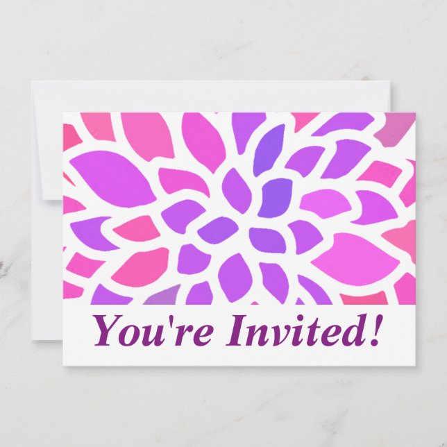 Pink Hippie Flower Retro Modern Invitation (Front)
