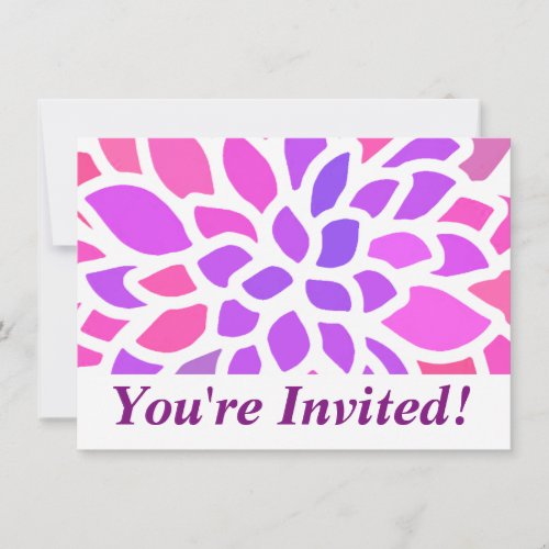 Pink Hippie Flower Retro Modern Invitation