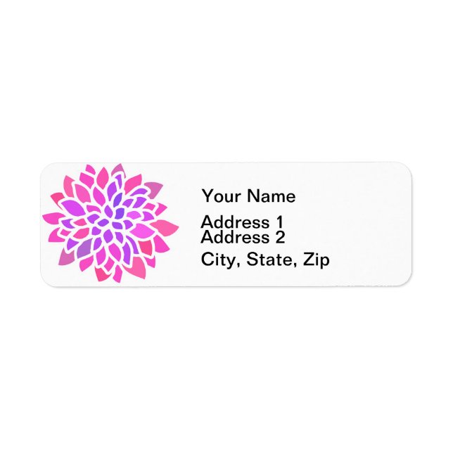 Pink Hippie Flower Retro Modern Label (Front)