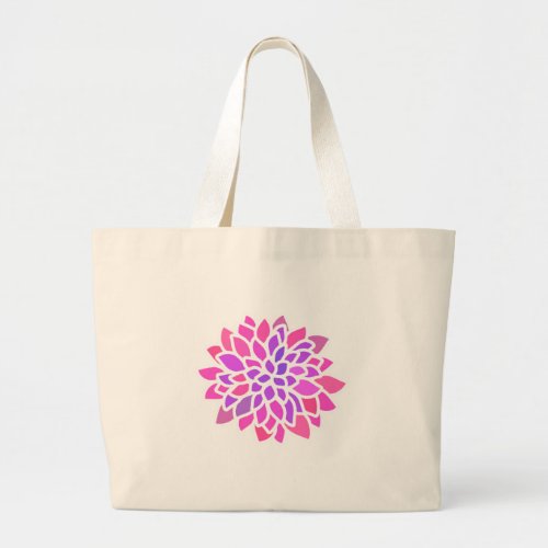 Pink Hippie Flower Retro Modern Large Tote Bag