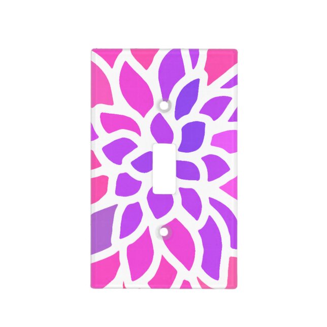 Pink Hippie Flower Retro Modern Light Switch Cover (Front)