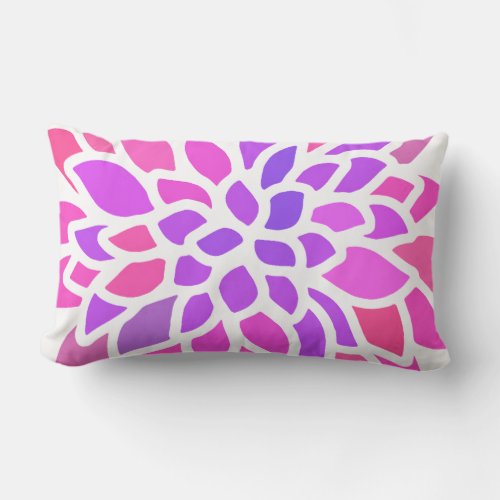 Pink Hippie Flower Retro Modern Lumbar Pillow