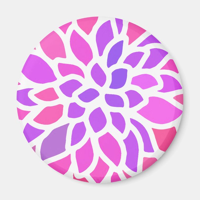 Pink Hippie Flower Retro Modern Magnet (Front)
