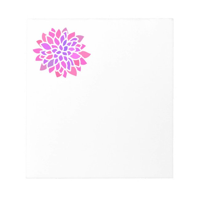 Pink Hippie Flower Retro Modern Notepad (Front)