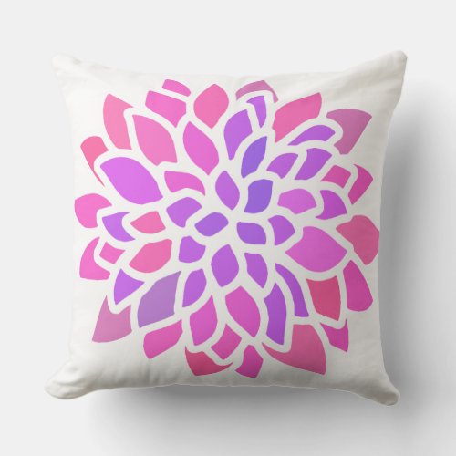 Pink Hippie Flower Retro Modern Outdoor Pillow