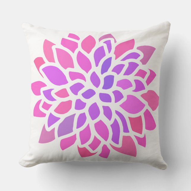 Pink Hippie Flower Retro Modern Outdoor Pillow (Front)