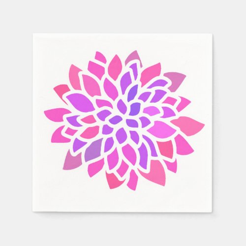 Pink Hippie Flower Retro Modern Paper Napkins
