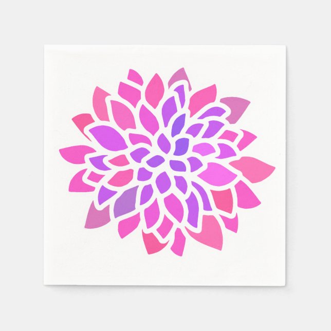 Pink Hippie Flower Retro Modern Paper Napkins (Front)