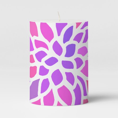 Pink Hippie Flower Retro Modern Pillar Candle