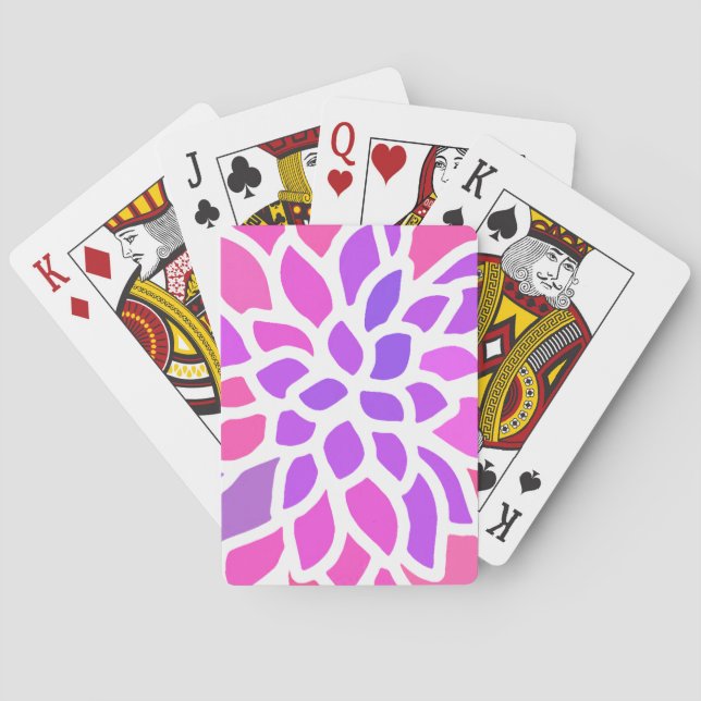 Pink Hippie Flower Retro Modern Poker Cards (Back)