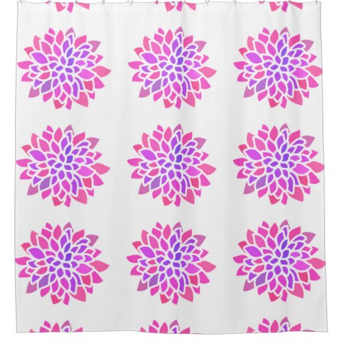 Pink Hippie Flower Retro Modern Shower Curtain