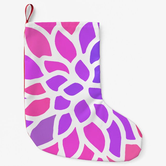 Pink Hippie Flower Retro Modern Small Christmas Stocking (Front)