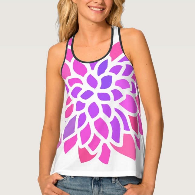 Pink Hippie Flower Retro Modern Tank Top (Front)