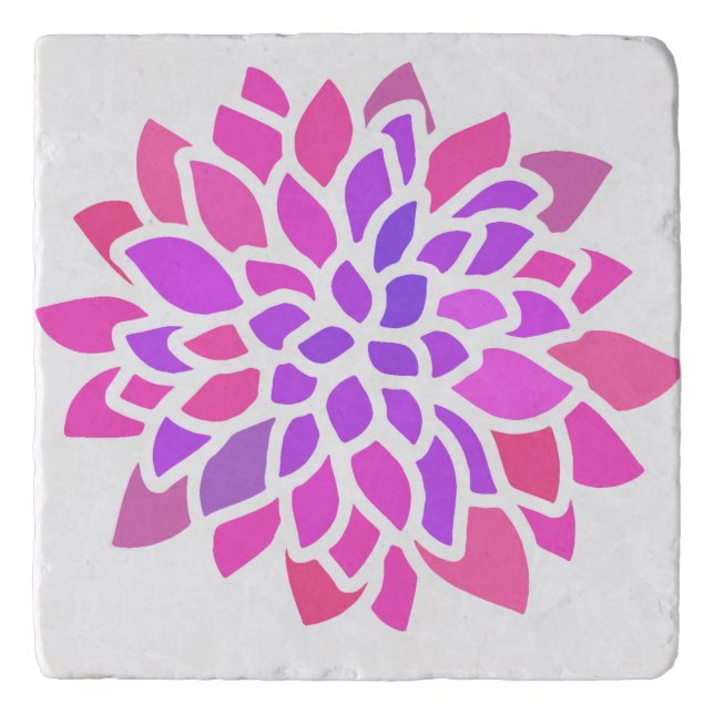 Pink Hippie Flower Retro Modern Trivet (Front)