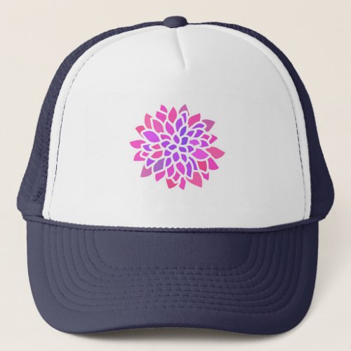 Pink Hippie Flower Retro Modern Trucker Hat