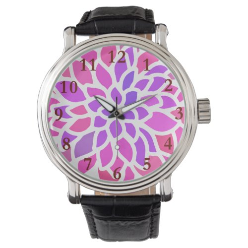 Pink Hippie Flower Retro Modern Watch