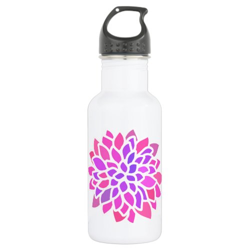 Pink Hippie Flower Retro Modern Water Bottle