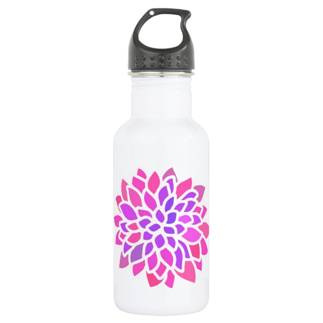 Pink Hippie Flower Retro Modern Water Bottle (Front)