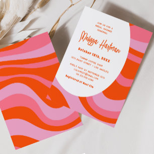 Pink Hippie Groovy Retro Bridal Shower Invitation