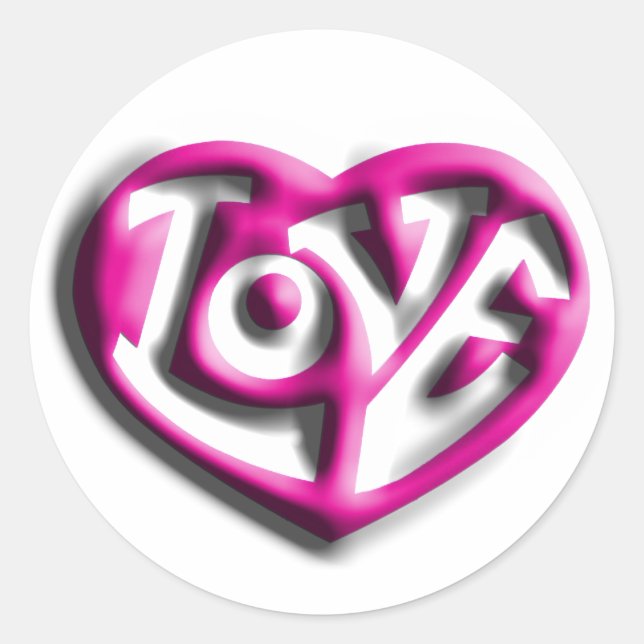 Pink Hippie Love Classic Round Sticker (Front)