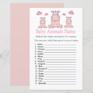 Pink Hippo Baby Animals Name Game