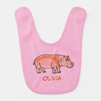 Pink Hippo Baby Bib