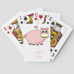 Pink Hippo Love Poker Cards