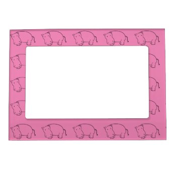 Pink Hippo Magnetic Picture Frame by ch_ch_cheerful at Zazzle