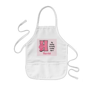 Pink Hippo Monogrammed Letter H Kids' Apron
