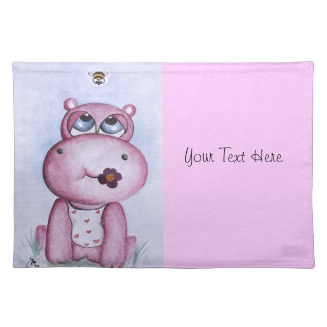 Pink Hippo Placemat (Front)