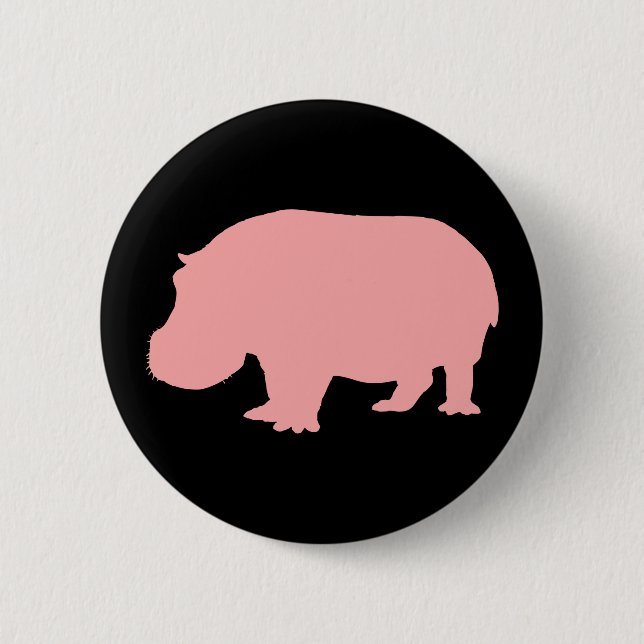 Pink Hippopotamus Pinback Button (Front)