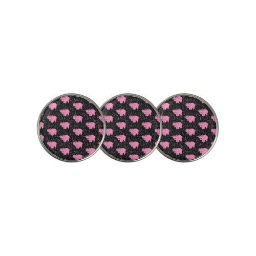 Pink Hippos Cute Hippopotamus Smiling Face Golf Ball Marker