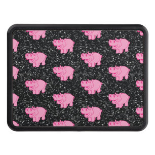 Pink Hippos Cute Hippopotamus Smiling Face Hitch Cover