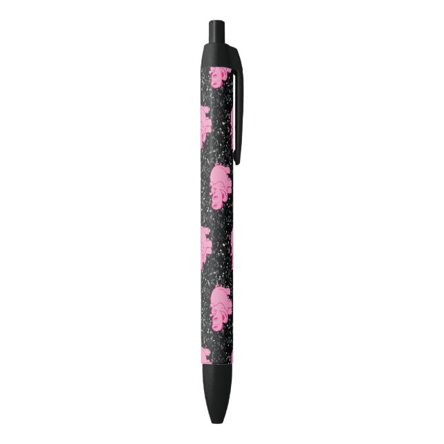 Pink Hippos Cute Hippopotamus Smiling Face Pen (Bottom (Vertical))