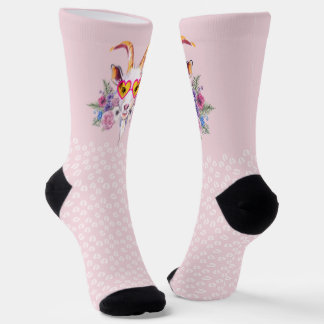 Pink Hipster Goat HoofPrints Socks